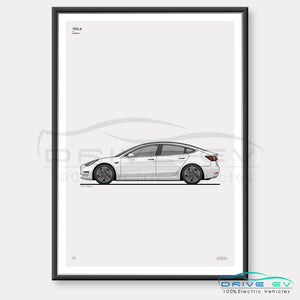 Tesla Model 3 Car Poster