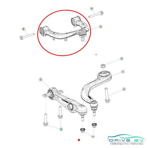 Tesla Model 3 Front Left Upper Control Arm 1044321-00-J